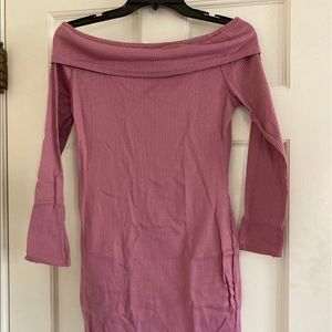 Rose Pink Bodycon Off-the-Shoulder Maternity Dress, size S